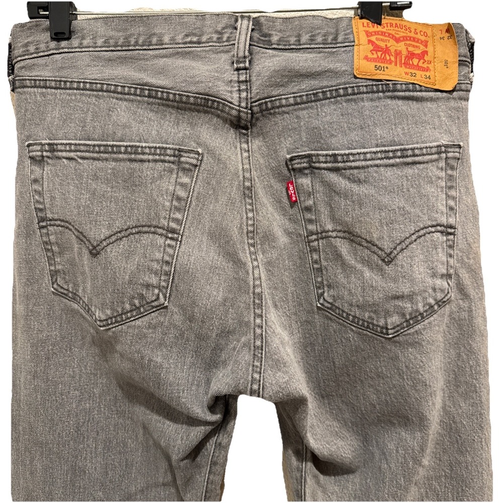 Levi's 501 Jeans Men's 32x34 Button Fly Gray Denim Stretch Hipster Streetwear